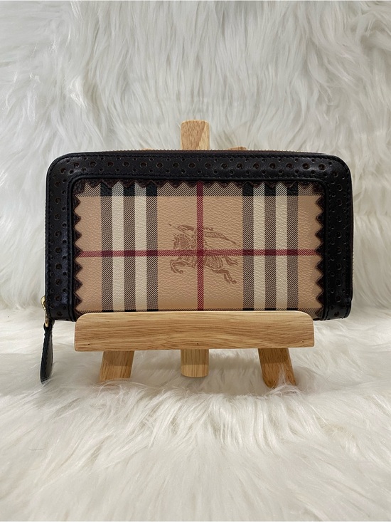 Burberry Handbags - Burberry Zip-Around Nova Check Logo Long Wallet with Leather Trim
